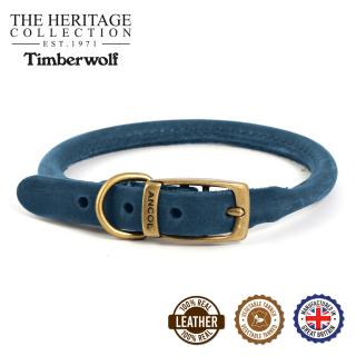 Kulatý kožený obojek timberwolf s technologií 3m - modrý