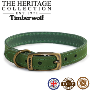 Kožený obojek timberwolf s technologií 3m - zelený